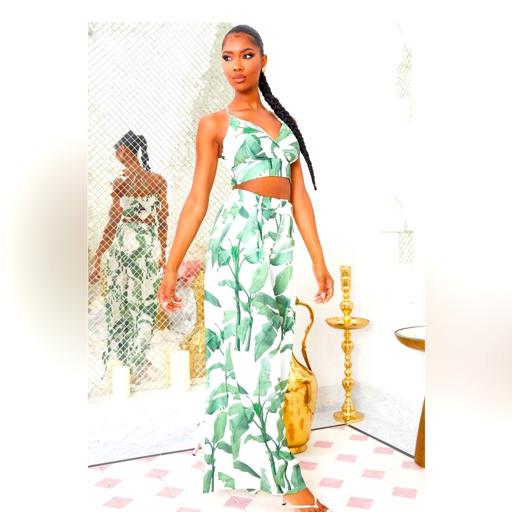 2 piece wide leg jumpsuit